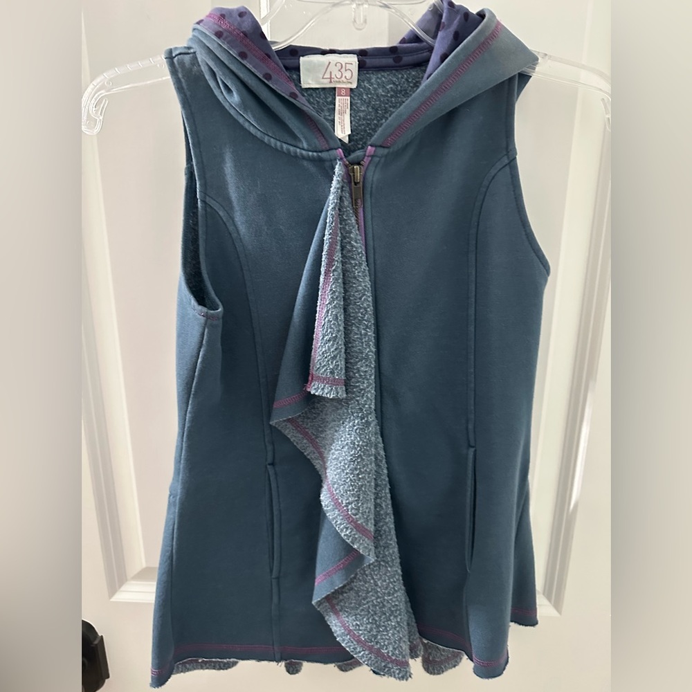 Matilda Jane 435 Girls Size 8 Blue and Purple Sleeveless Hoodie Vest